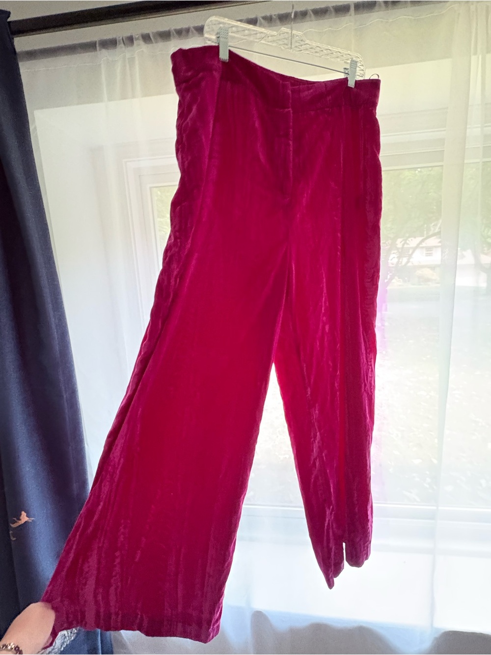 Hot Pink Wide-Leg Velvet Trousers